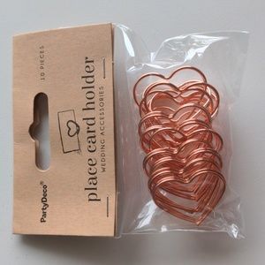 Rose Gold Heart Shaped Place Card Holders - 10